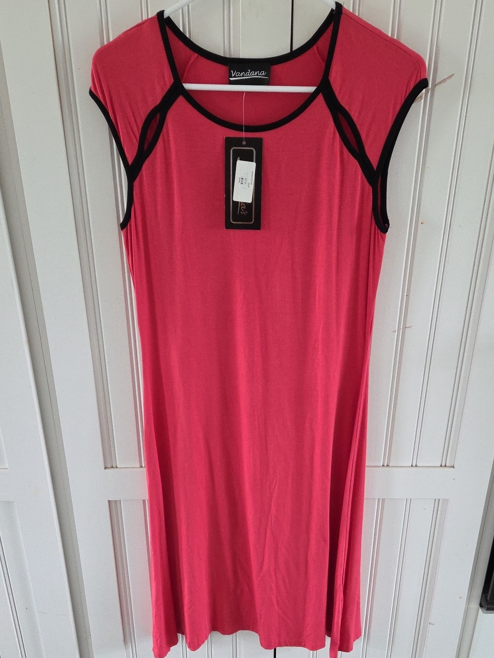 Vandana Womens Dress M Salmon Pink/ Black NWT